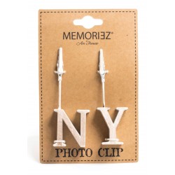 White NY Block Letter Copper Photo Clip Holder